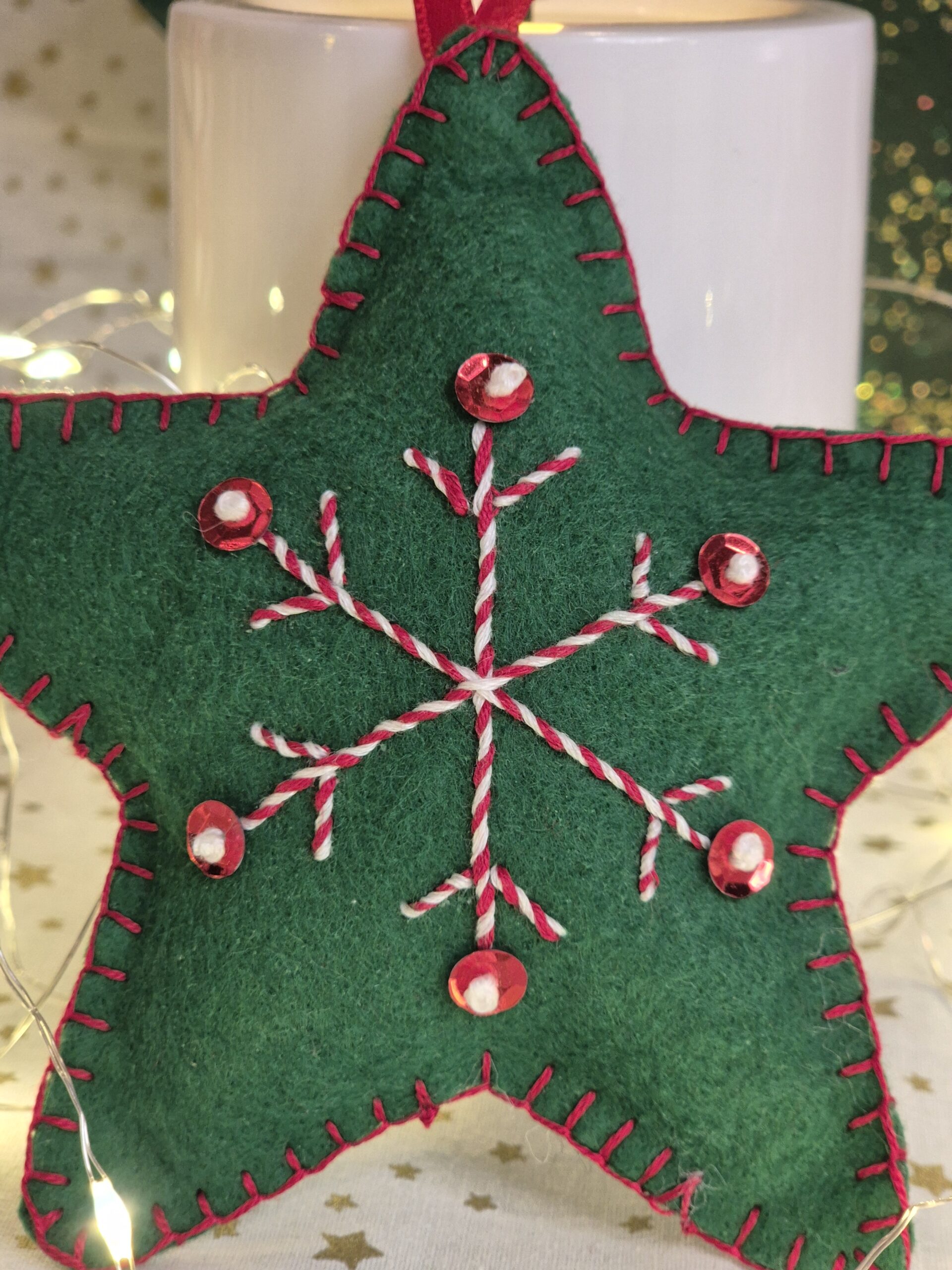 Déco étoile de Noël verte zoom