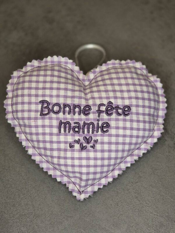 Coeur vichy violet bonne fête mamie