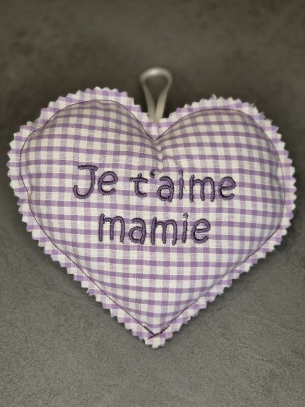 Coeur vichy violet je t'aime mamie
